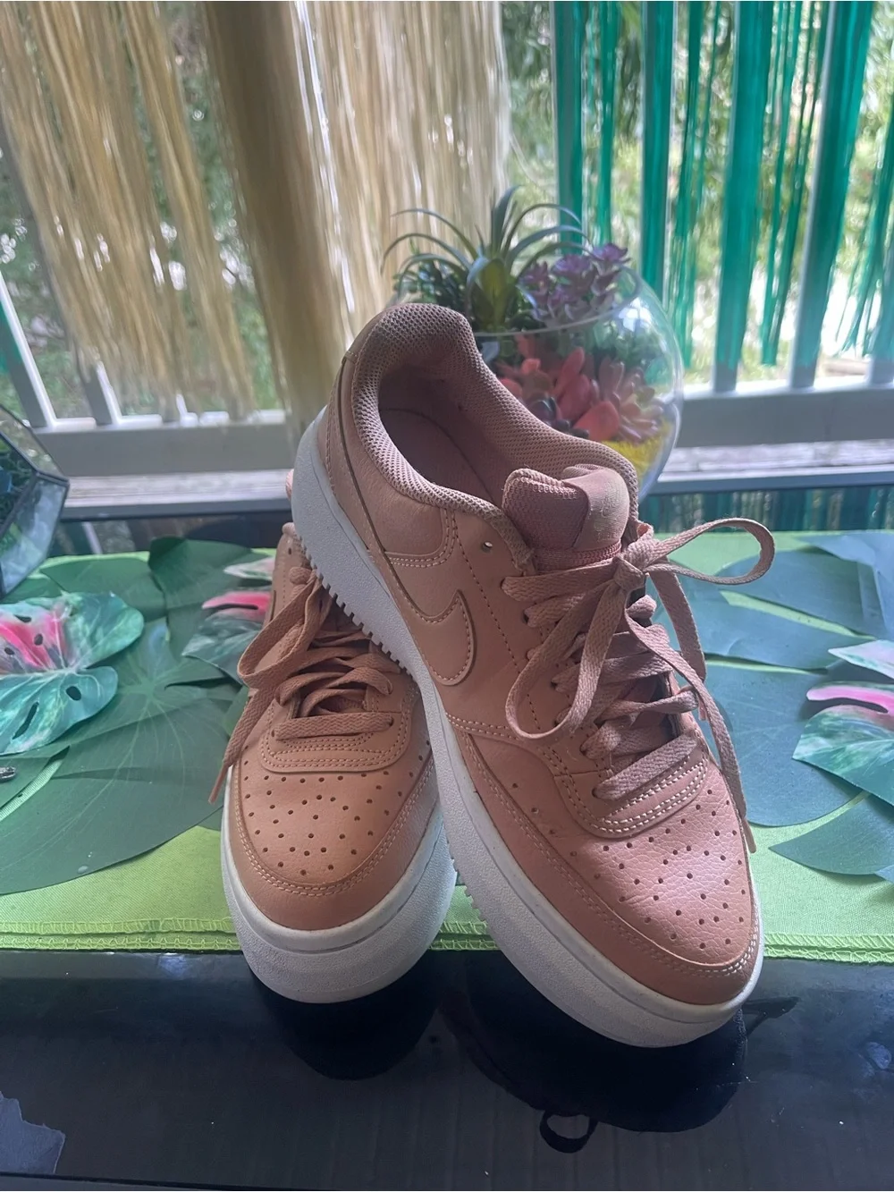 Nike Women’s Peach/Blush Low-Top Platform Sneakers